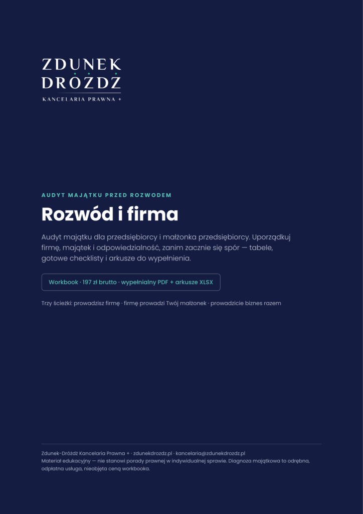 Workbook Rozwód i firma — audyt majątku, okładka