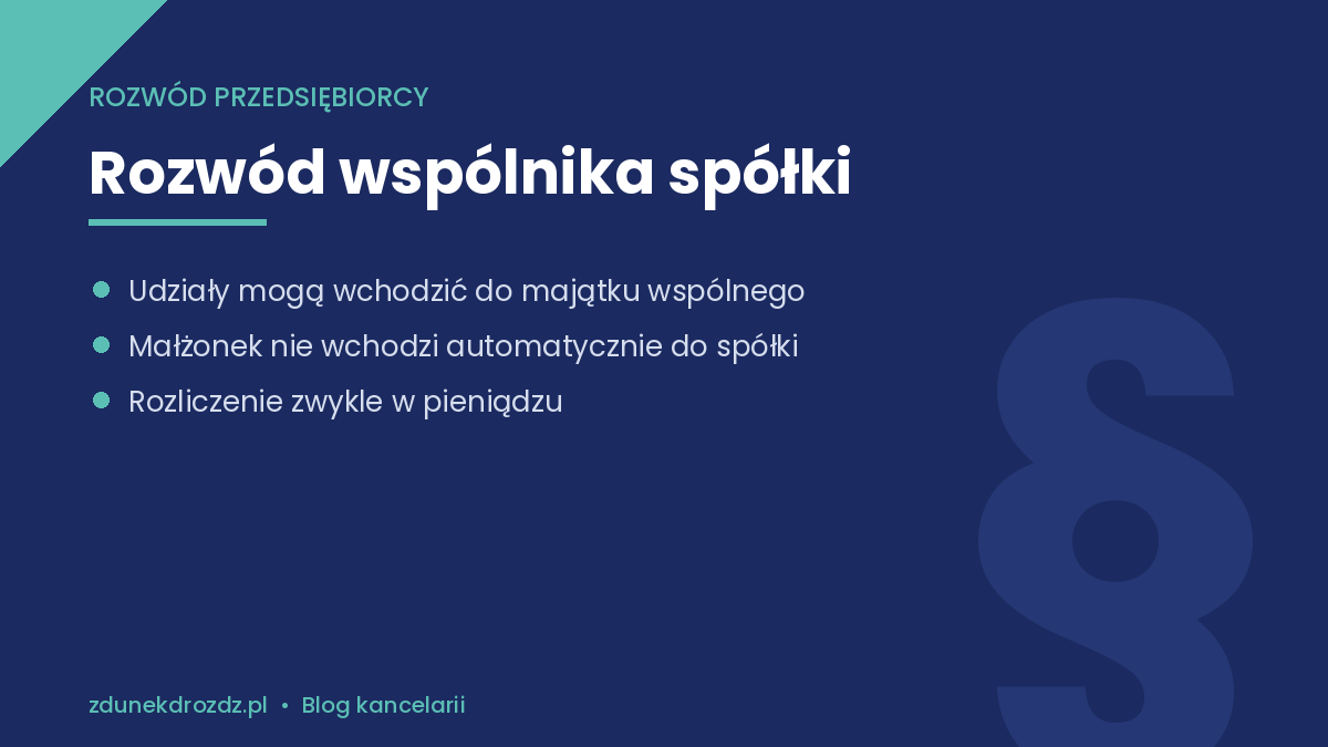 Rozwód wspólnika spółki – co z udziałami