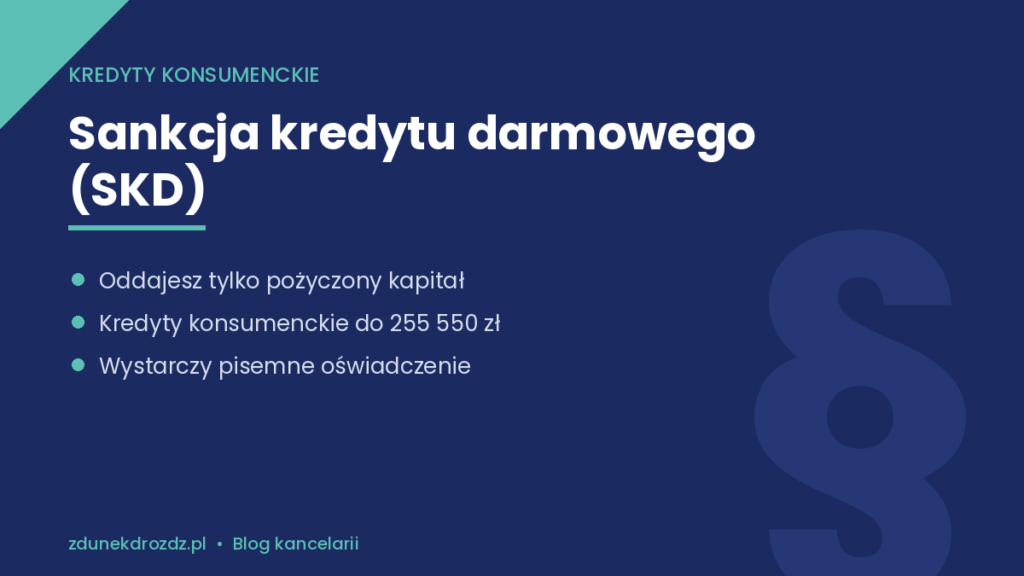 Sankcja kredytu darmowego (SKD) – zwrot samego kapitału