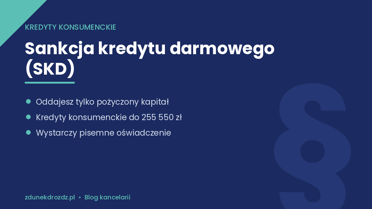 Sankcja kredytu darmowego (SKD) – zwrot samego kapitału