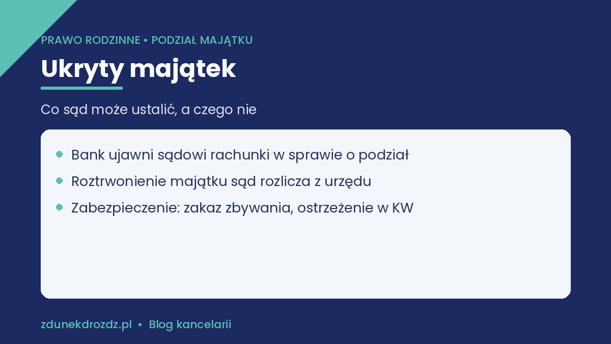 Ukrywanie majątku przed podziałem – ukryte konto bankowe i wyprowadzone oszczędności małżonka